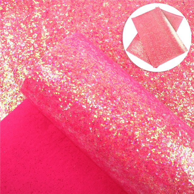 Chunky Glitter Printed Faux Leather Print Sheet FeeFiFauxLeather