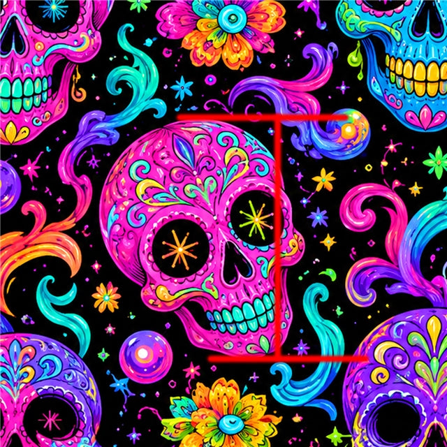 Colorful Skulls Printed Faux Leather Sheet FeeFiFauxLeather