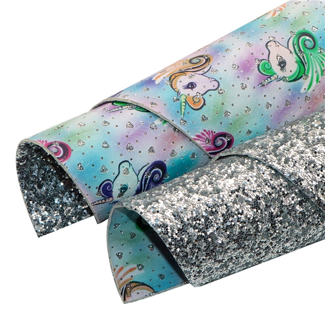Unicorn Glitter Double Sided Faux Leather Sheet FeeFiFauxLeather
