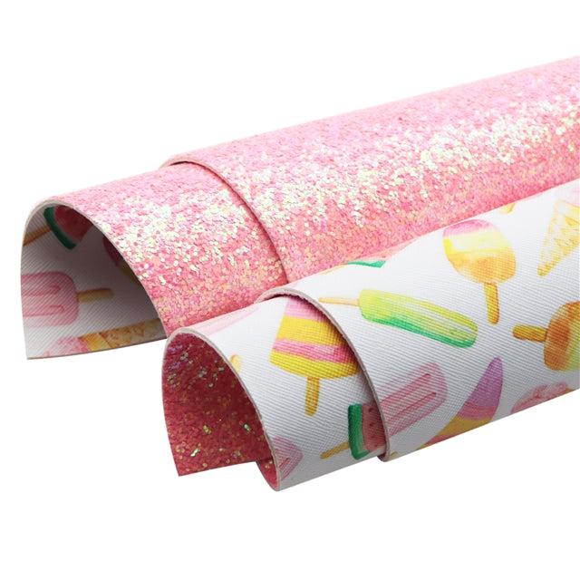 Popsicles Glitter Double Sided Faux Leather Sheet FeeFiFauxLeather