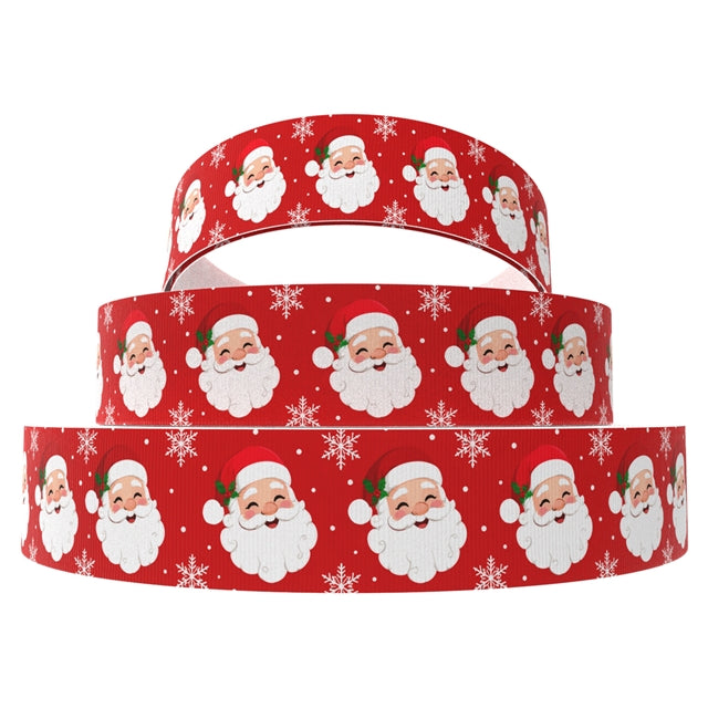 Santa Christmas 1 Yard Printed Grosgrain Ribbon 1 1/2 inch wide FeeFiFauxLeather
