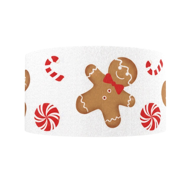 Gingerbread Christmas 1 Yard Printed Grosgrain Ribbon 1 1/2 inch wide FeeFiFauxLeather