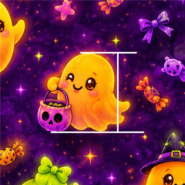 Halloween Neon Ghost Printed Faux Leather Sheet FeeFiFauxLeather