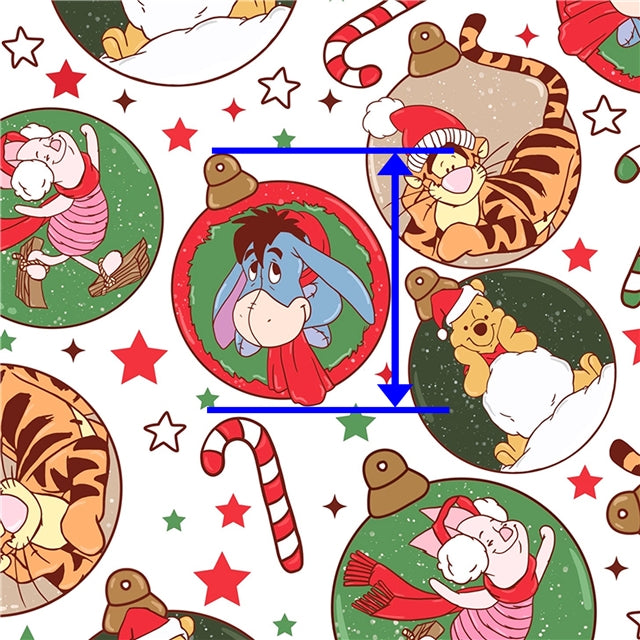 Pooh Bear Christmas Print Faux Leather Sheet FeeFiFauxLeather