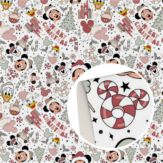 Mouse Christmas Print Faux Leather Sheet FeeFiFauxLeather