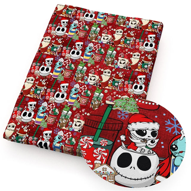 Nightmare Before Christmas Print Faux Leather Sheet FeeFiFauxLeather