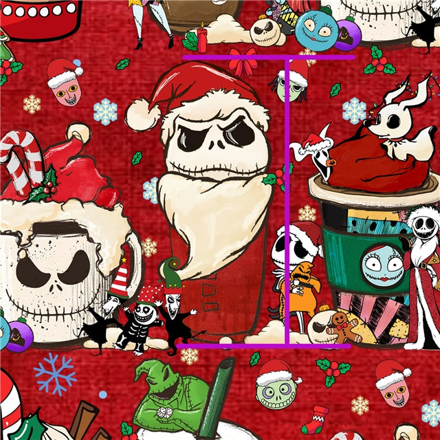 Nightmare Before Christmas Print Faux Leather Sheet FeeFiFauxLeather