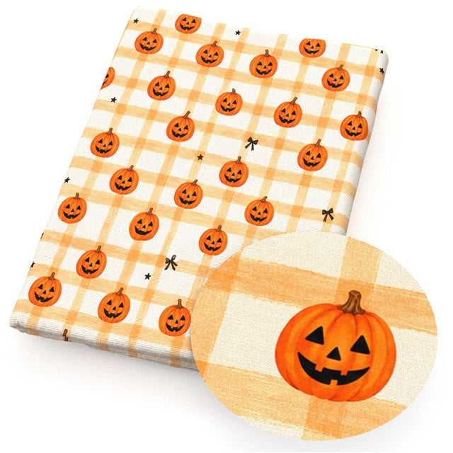 Pumpkin Fall Halloween Printed Faux Leather Sheet FeeFiFauxLeather