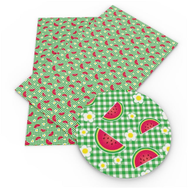Watermelon Printed Faux Leather Sheet FeeFiFauxLeather