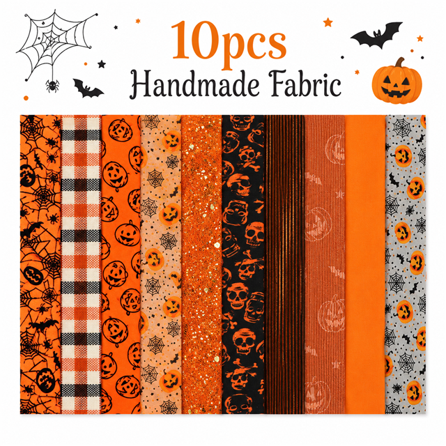 Halloween Polyester Cotton Fabric Strips – 10-Piece Set Jelly Roll FeeFiFauxLeather