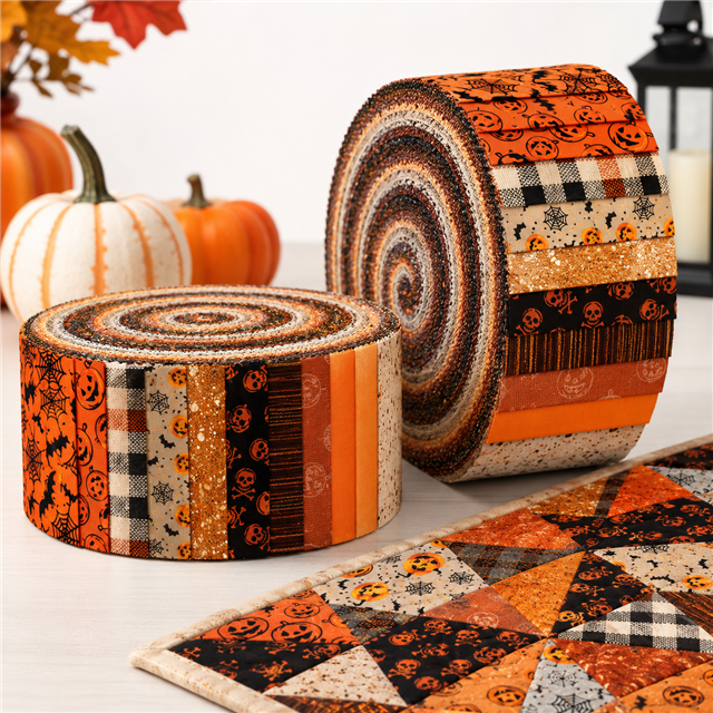 Halloween Polyester Cotton Fabric Strips – 10-Piece Set Jelly Roll FeeFiFauxLeather