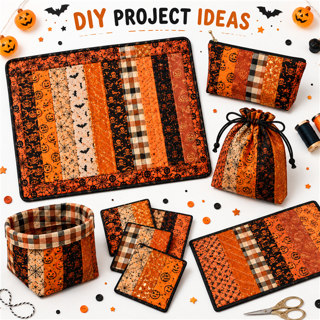 Halloween Polyester Cotton Fabric Strips – 10-Piece Set Jelly Roll FeeFiFauxLeather