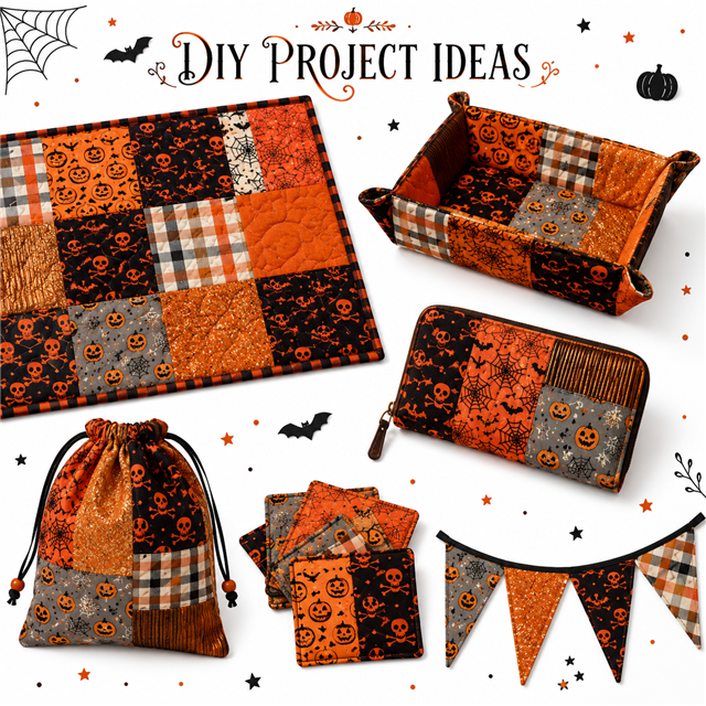Halloween Polyester Cotton Fabric Strips – 10-Piece Set Jelly Roll FeeFiFauxLeather