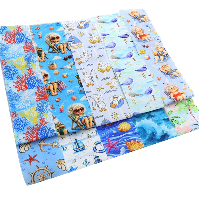 Beach Polyester Cotton Fabric Strips – 10-Piece Set Jelly Roll FeeFiFauxLeather