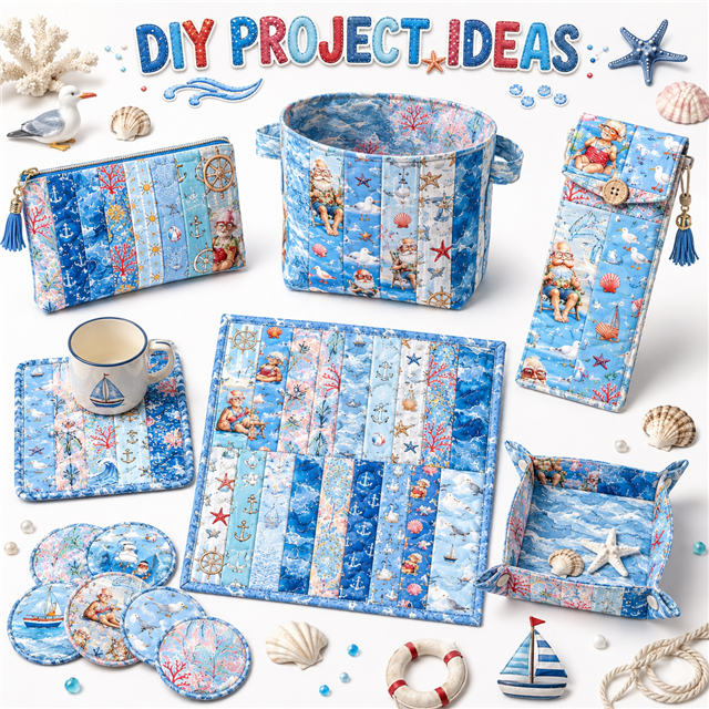 Beach Polyester Cotton Fabric Strips – 10-Piece Set Jelly Roll FeeFiFauxLeather