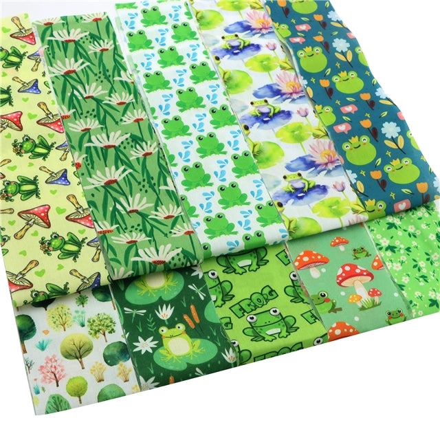 Frogs Polyester Cotton Fabric Strips – 10-Piece Set Jelly Roll FeeFiFauxLeather