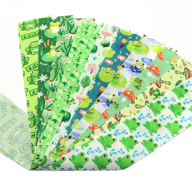 Frogs Polyester Cotton Fabric Strips – 10-Piece Set Jelly Roll FeeFiFauxLeather