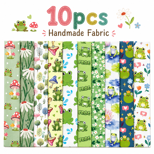 Frogs Polyester Cotton Fabric Strips – 10-Piece Set Jelly Roll FeeFiFauxLeather