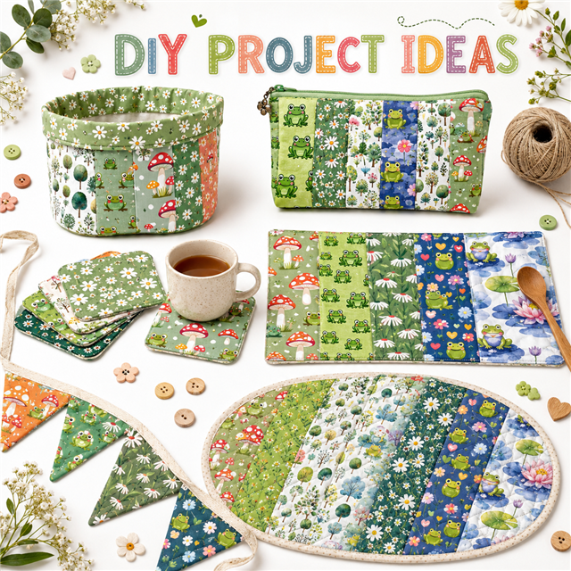 Frogs Polyester Cotton Fabric Strips – 10-Piece Set Jelly Roll FeeFiFauxLeather