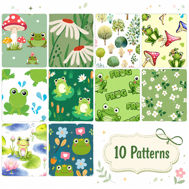 Frogs Polyester Cotton Fabric Strips – 10-Piece Set Jelly Roll FeeFiFauxLeather