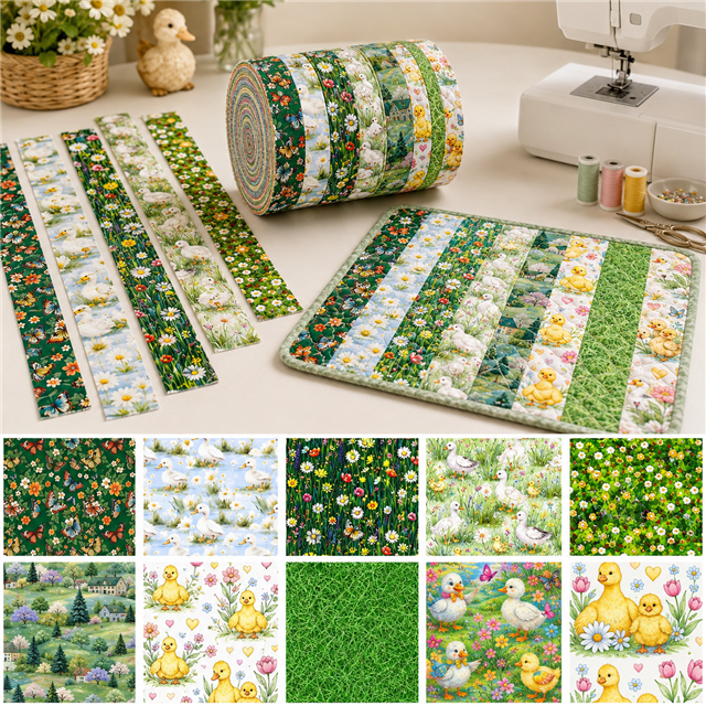 Ducks Polyester Cotton Fabric Strips – 10-Piece Set Jelly Roll FeeFiFauxLeather