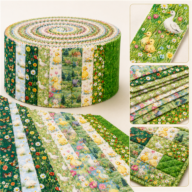 Ducks Polyester Cotton Fabric Strips – 10-Piece Set Jelly Roll FeeFiFauxLeather