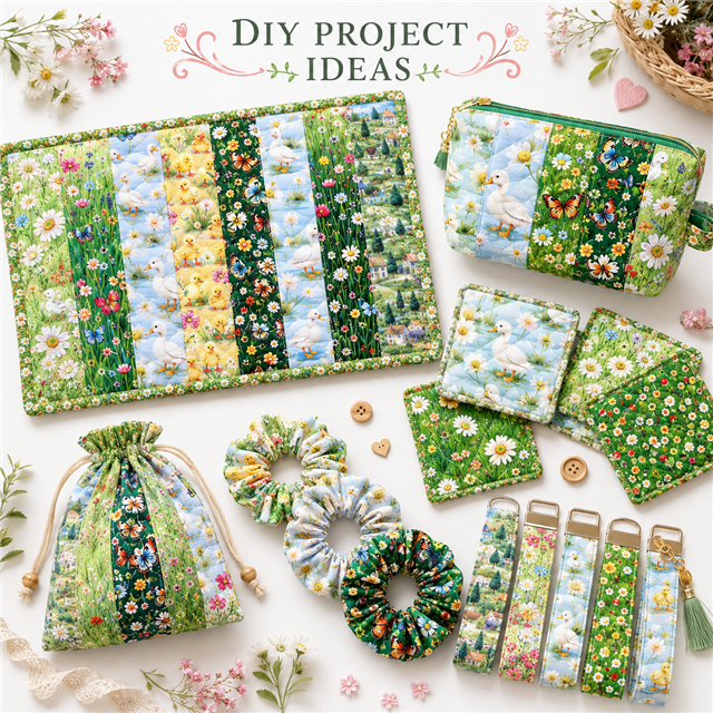 Ducks Polyester Cotton Fabric Strips – 10-Piece Set Jelly Roll FeeFiFauxLeather