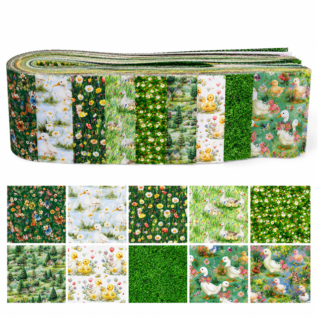 Ducks Polyester Cotton Fabric Strips – 10-Piece Set Jelly Roll FeeFiFauxLeather