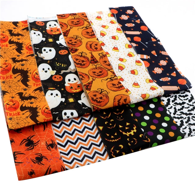 Halloween Polyester Cotton Fabric Strips – 10-Piece Set Jelly Roll FeeFiFauxLeather