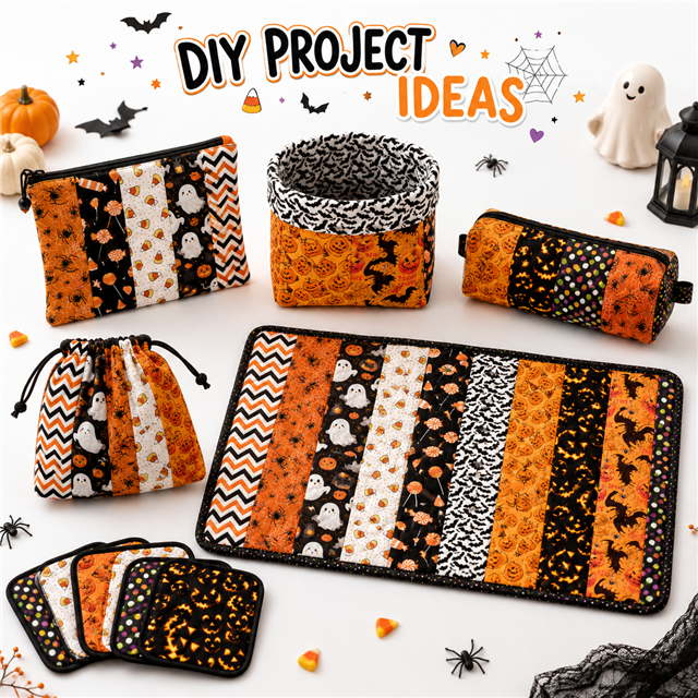 Halloween Polyester Cotton Fabric Strips – 10-Piece Set Jelly Roll FeeFiFauxLeather
