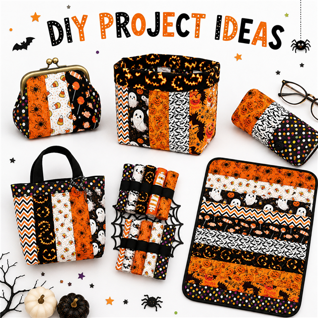Halloween Polyester Cotton Fabric Strips – 10-Piece Set Jelly Roll FeeFiFauxLeather