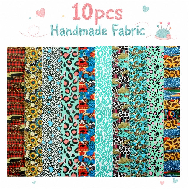 Ethnic Style Leopard Series Polyester Cotton Fabric Strips – 10-Piece Set Jelly Roll FeeFiFauxLeather