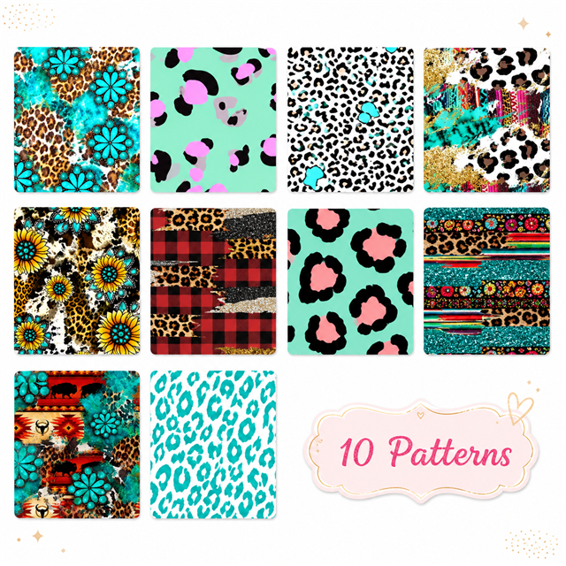 Ethnic Style Leopard Series Polyester Cotton Fabric Strips – 10-Piece Set Jelly Roll FeeFiFauxLeather