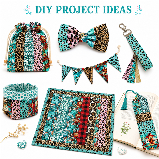 Ethnic Style Leopard Series Polyester Cotton Fabric Strips – 10-Piece Set Jelly Roll FeeFiFauxLeather