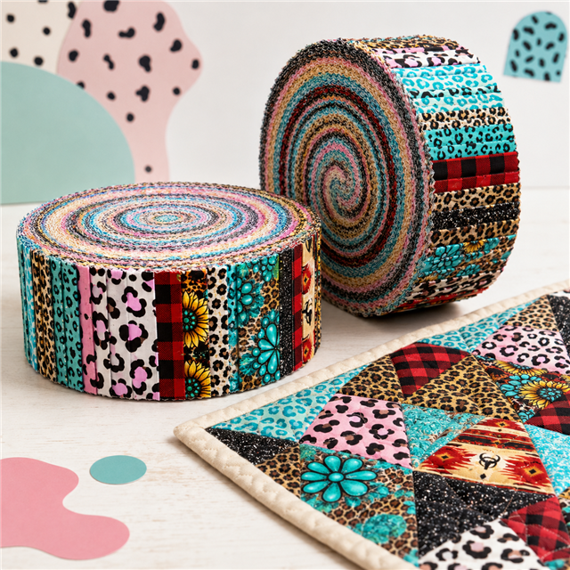 Ethnic Style Leopard Series Polyester Cotton Fabric Strips – 10-Piece Set Jelly Roll FeeFiFauxLeather
