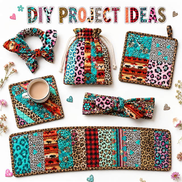Ethnic Style Leopard Series Polyester Cotton Fabric Strips – 10-Piece Set Jelly Roll FeeFiFauxLeather