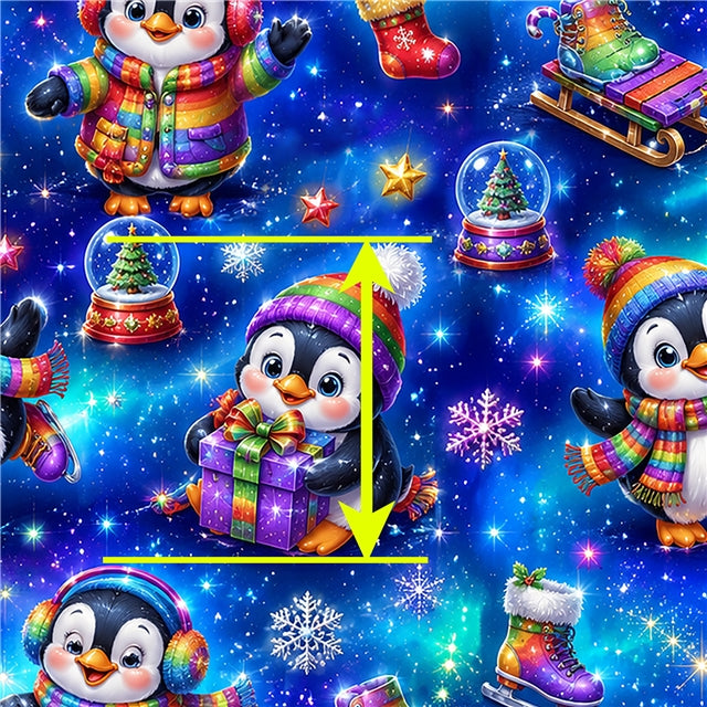 Penguin Christmas Bullet Printed Fabric FeeFiFauxLeather