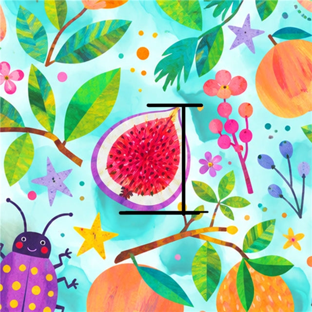 Tropical Fruit & Bug Garden 🍋🪲🌸 Printed Faux Leather Sheet FeeFiFauxLeather