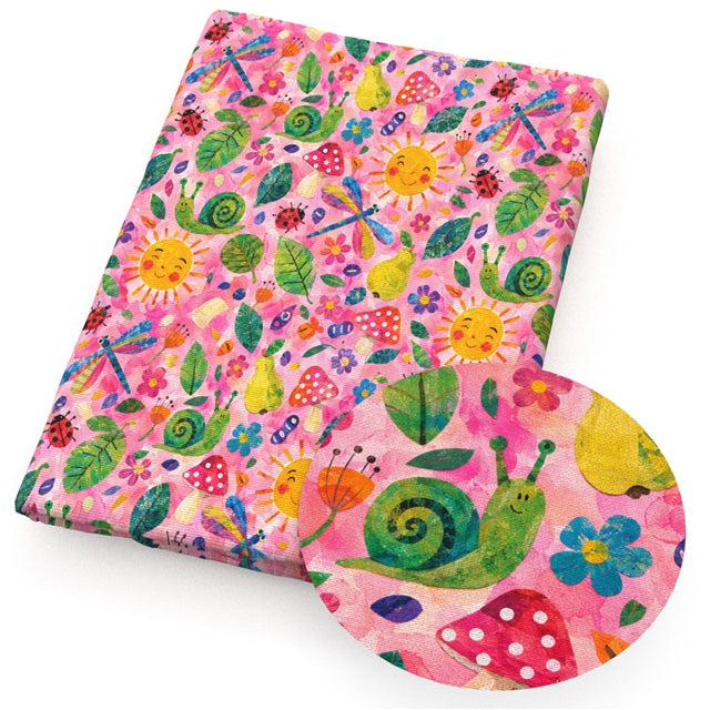 Tropical Fruit & Bug Garden 🍋🪲🌸 Printed Faux Leather Sheet FeeFiFauxLeather