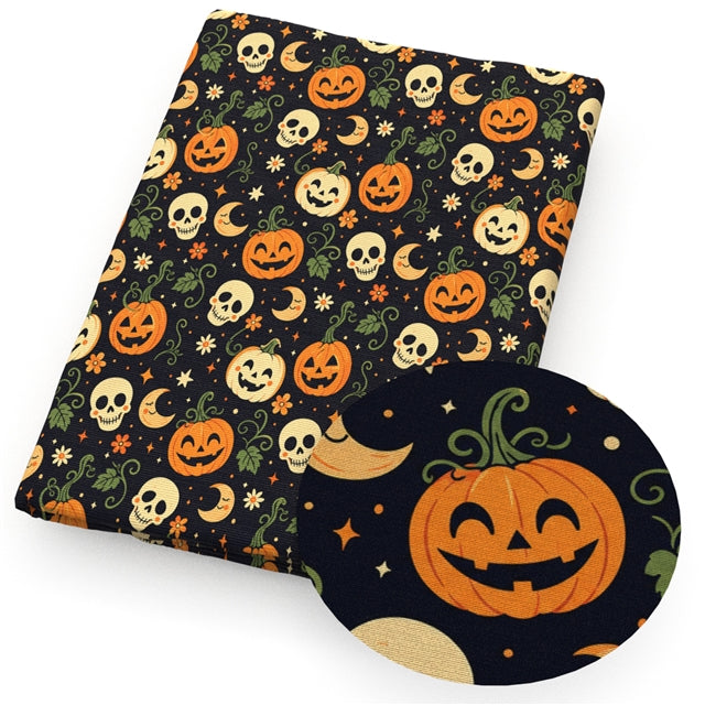 Halloween Pumpkins Printed Faux Leather Sheet FeeFiFauxLeather