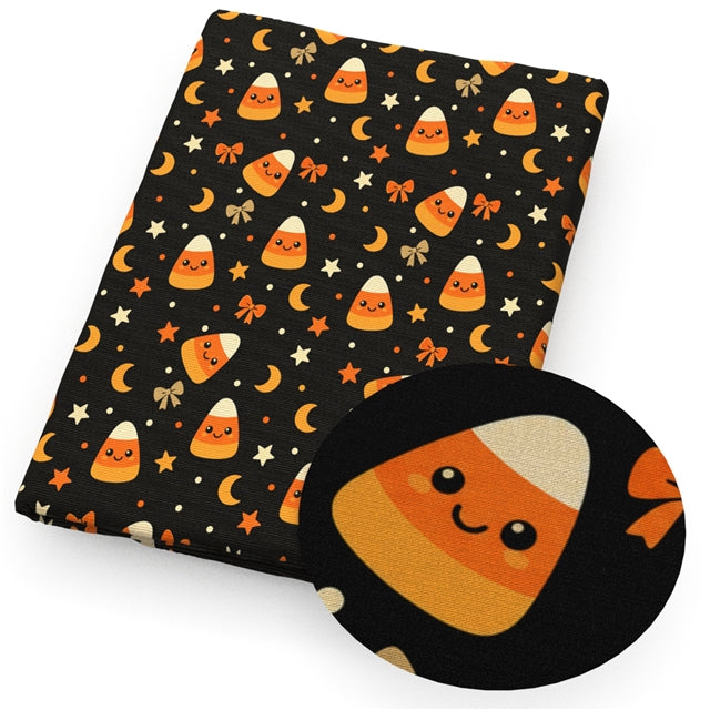 Halloween Ghost Pumpkins Bullet Printed Fabric FeeFiFauxLeather
