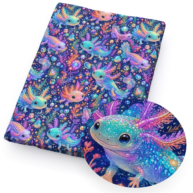 Axolotl Printed Faux Leather Sheet FeeFiFauxLeather