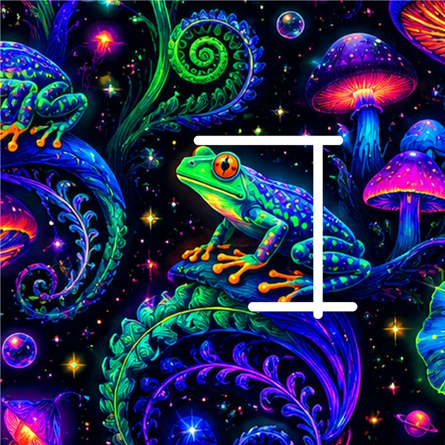 Colorful Mushroom Frogs Forest Printed Faux Leather Sheet FeeFiFauxLeather