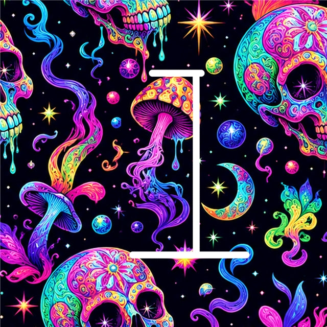 Colorful Skulls Printed Faux Leather Sheet FeeFiFauxLeather