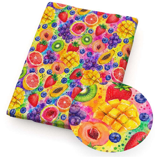 Colorful Fruit Printed Faux Leather Sheet FeeFiFauxLeather