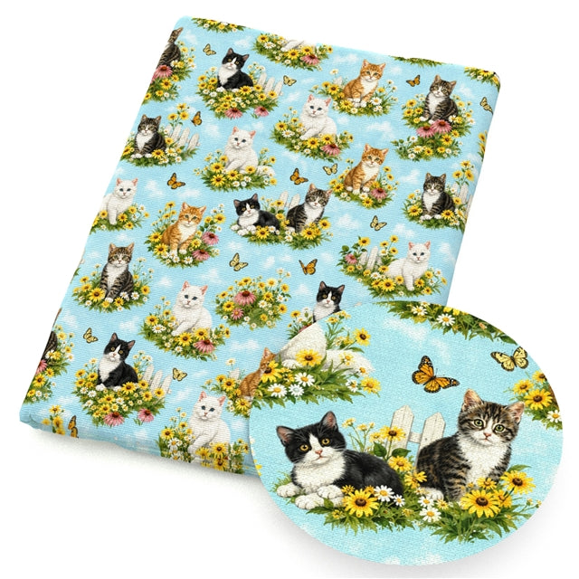 Cats Printed Faux Leather Sheet FeeFiFauxLeather