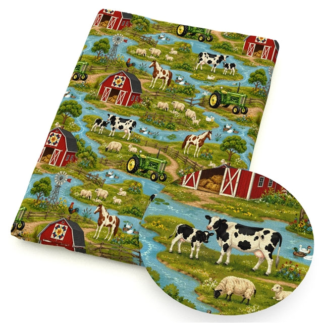 Farm Animals Horse Printed Faux Leather Sheet FeeFiFauxLeather