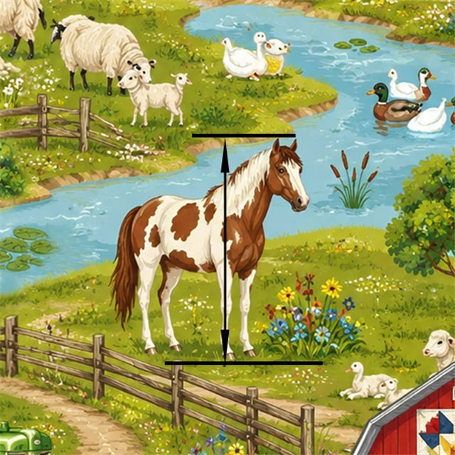 Farm Animals Horse Printed Faux Leather Sheet FeeFiFauxLeather