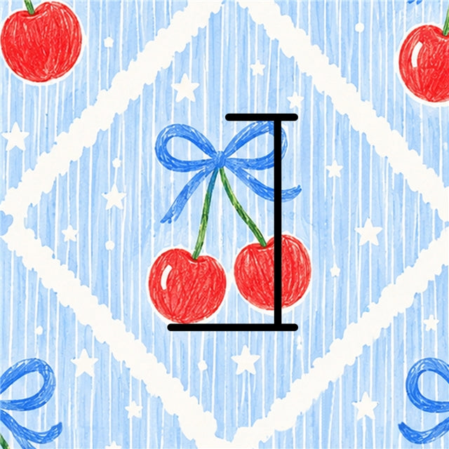 Cherry Red Blue Printed Faux Leather Sheet FeeFiFauxLeather