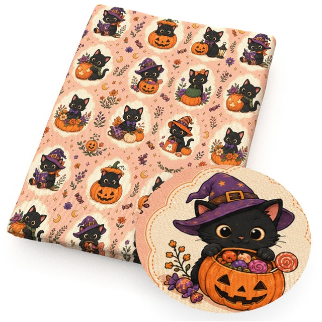 Halloween Fall Pumpkin Printed Faux Leather Sheet FeeFiFauxLeather